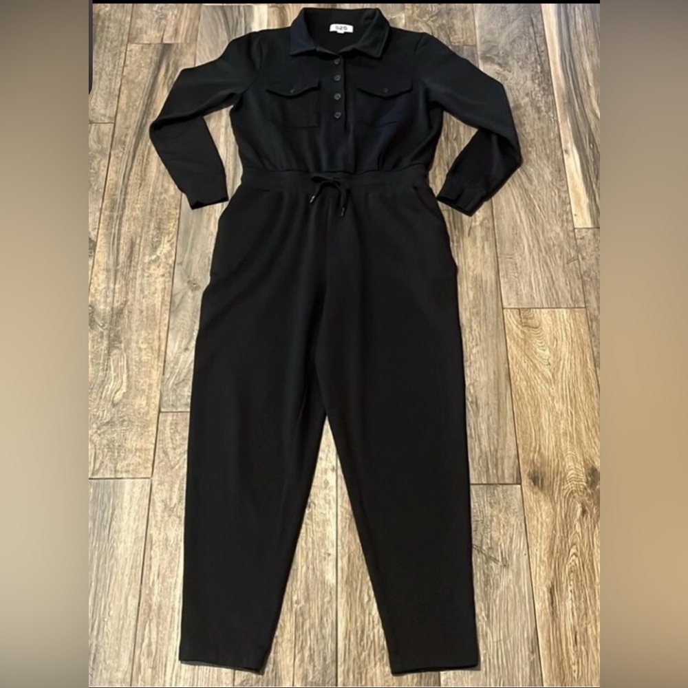 Anthropology 525 America Black Utility Jumpsuit Long Sleeve One Piece Size XL - Picture 2 of 6